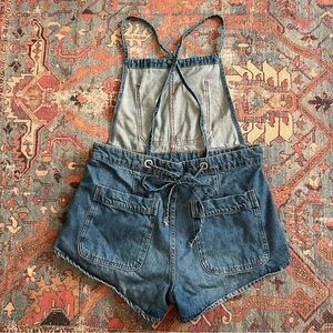 Free People We the Free Canyondland Shortalls Denim Overalls